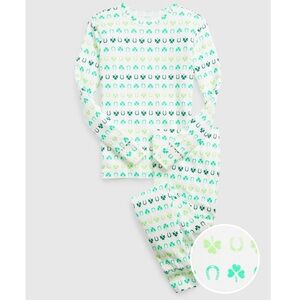 NWT Gap Kids St. Patrick’s Day Lucky Shamrock Horseshoe 2 Piece Pajamas Set Sz 8